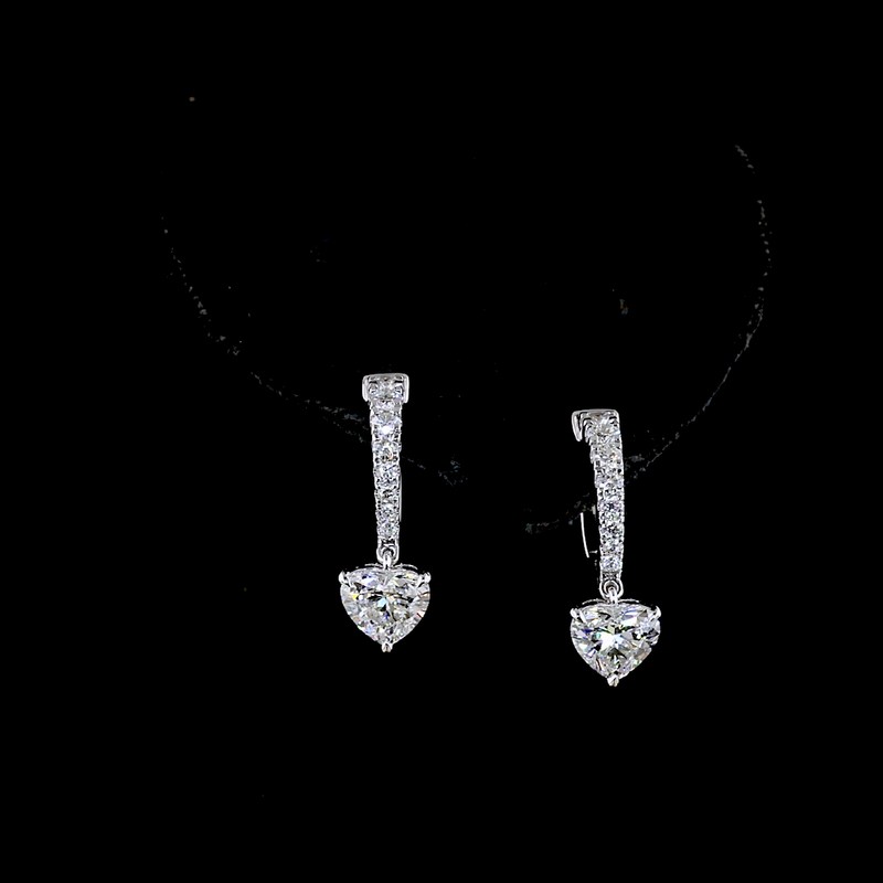 2-1/4ctw Prong Heart Hanging Earrings