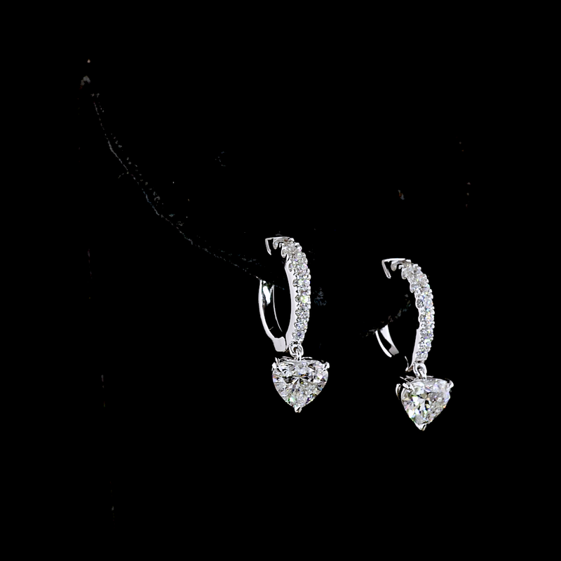 2-1/4ctw Prong Heart Hanging Earrings