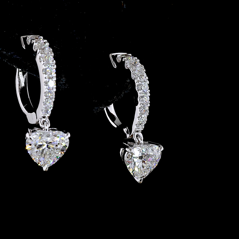 2-1/4ctw Prong Heart Hanging Earrings