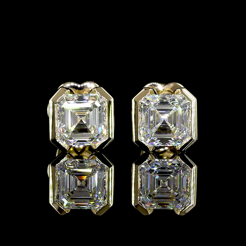 2ctw Half Bezel Asscher Stud Earrings