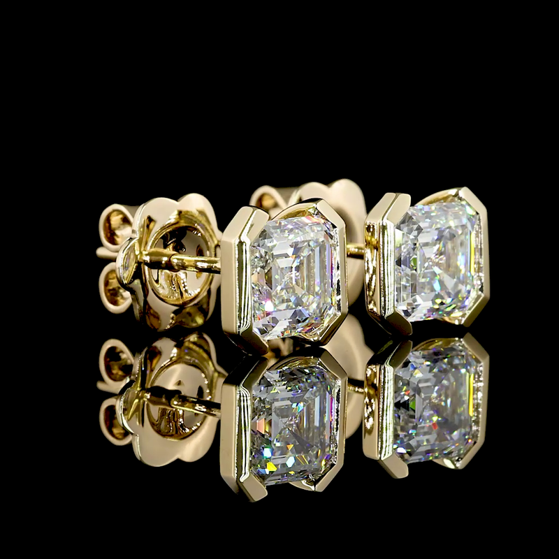 2ctw Half Bezel Asscher Stud Earrings