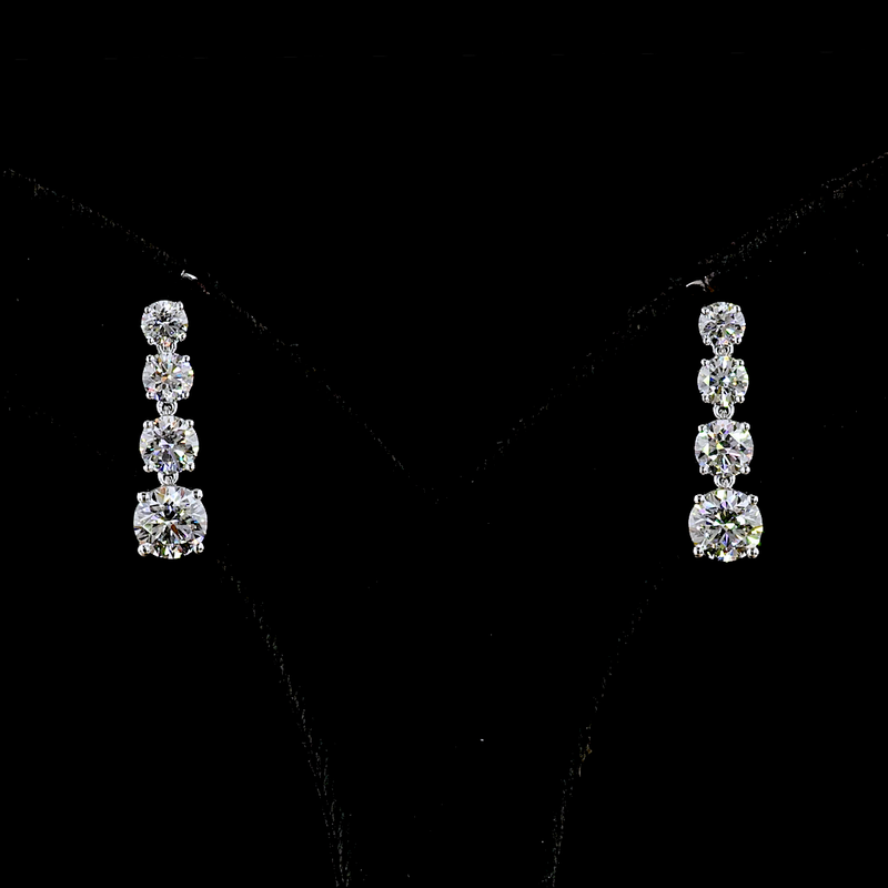 2-3/4ctw Prong Round Drop Earrings