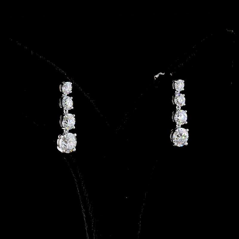 2-3/4ctw Prong Round Hanging Earrings