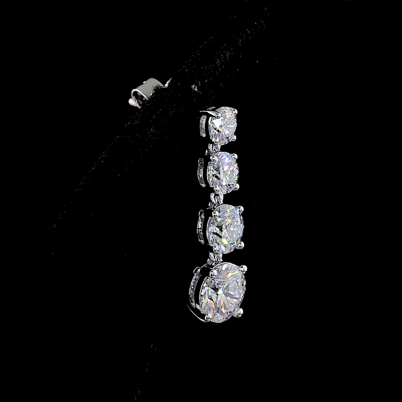 2-3/4ctw Prong Round Hanging Earrings