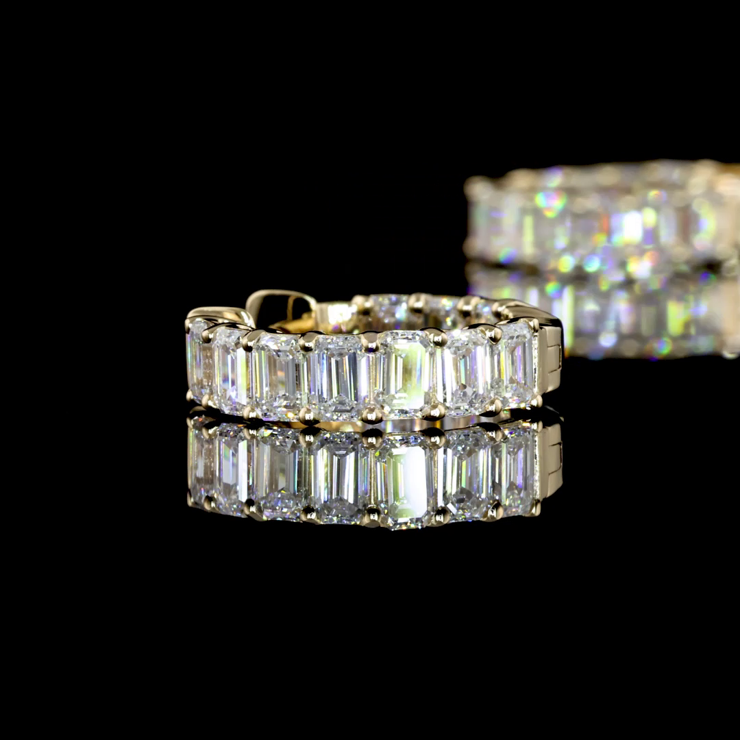 2ctw Prong Emerald Huggie Earrings