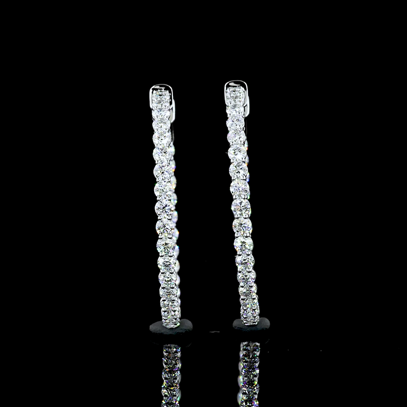 3-1/4ctw Prong Round Hoop Earrings