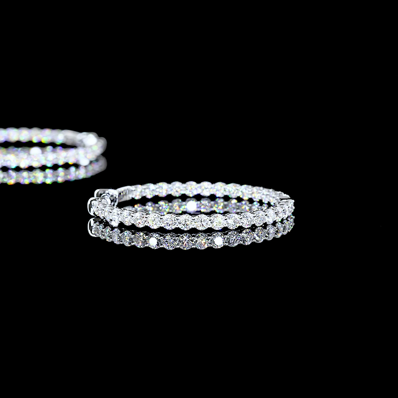 3-1/4ctw Prong Round Hoop Earrings