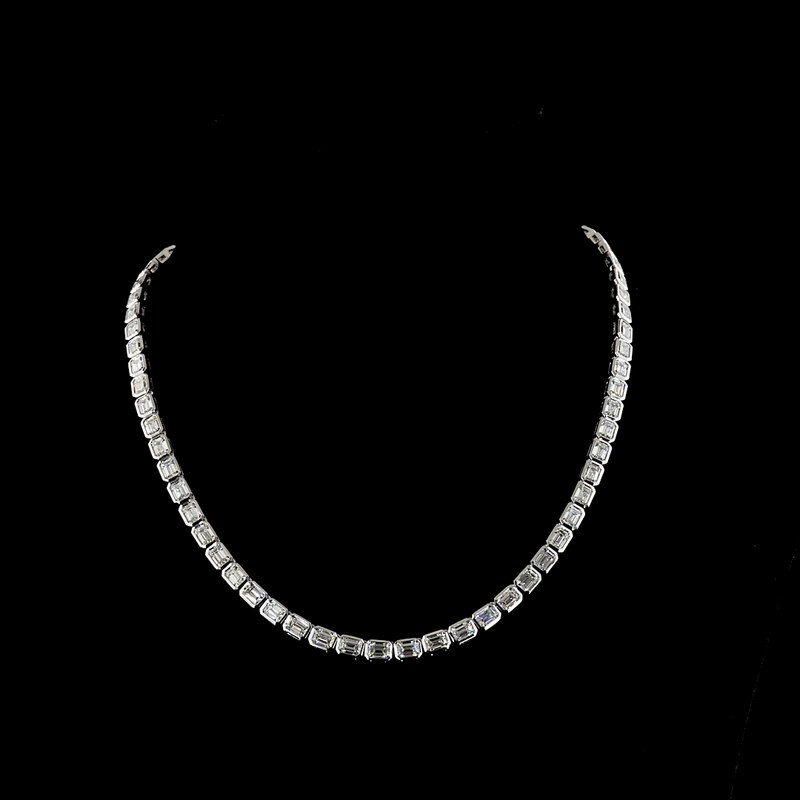 22ctw Bezel East West Emerald Tennis Necklace