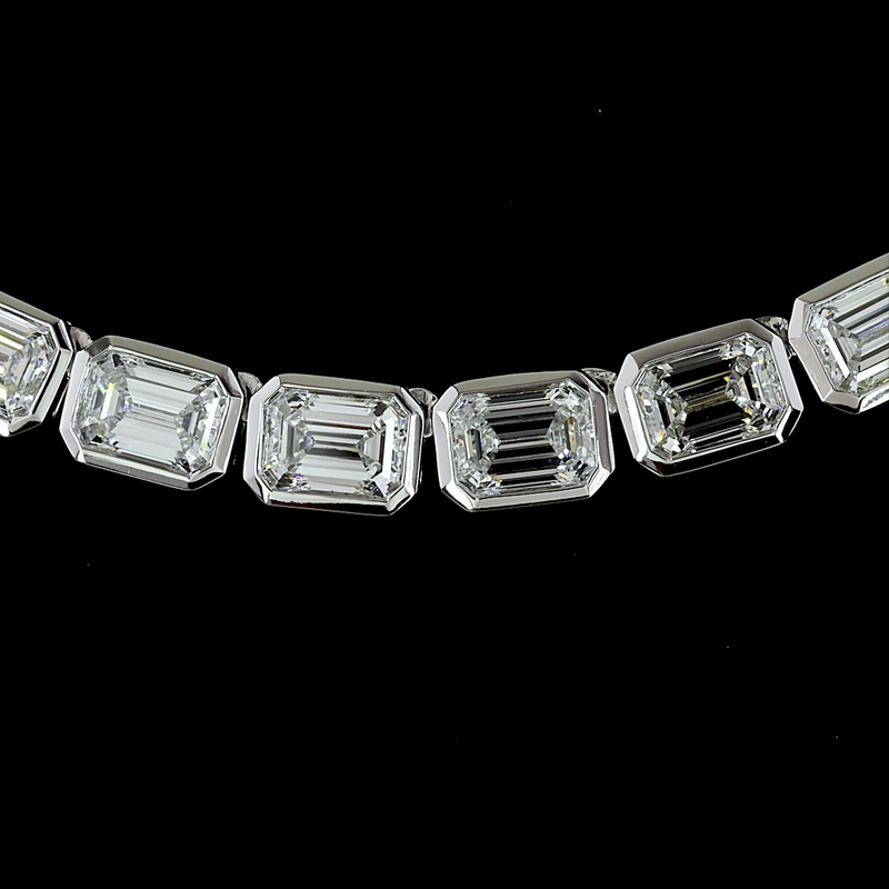 22ctw Bezel East West Emerald Tennis Necklace