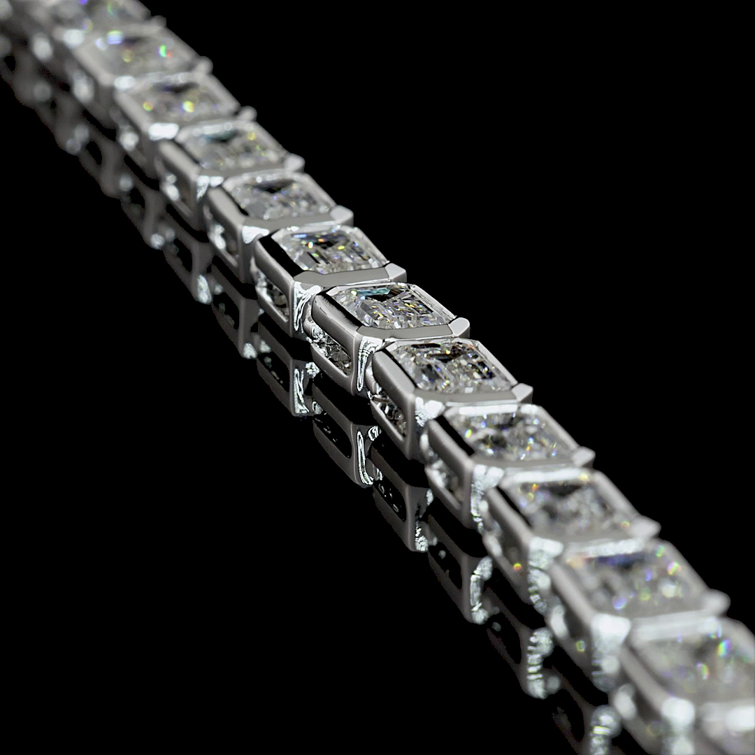 22ctw Bezel East West Emerald Tennis Necklace