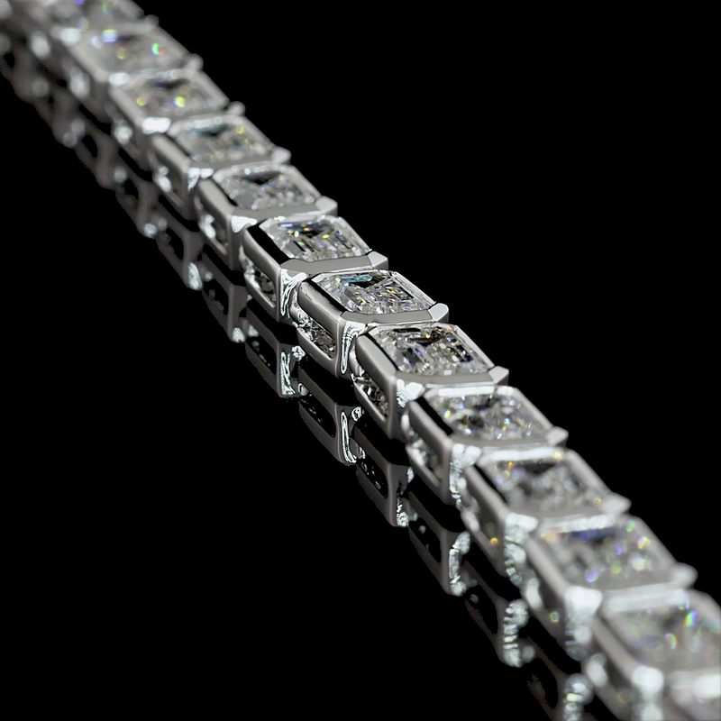 22ctw Bezel East West Emerald Tennis Necklace