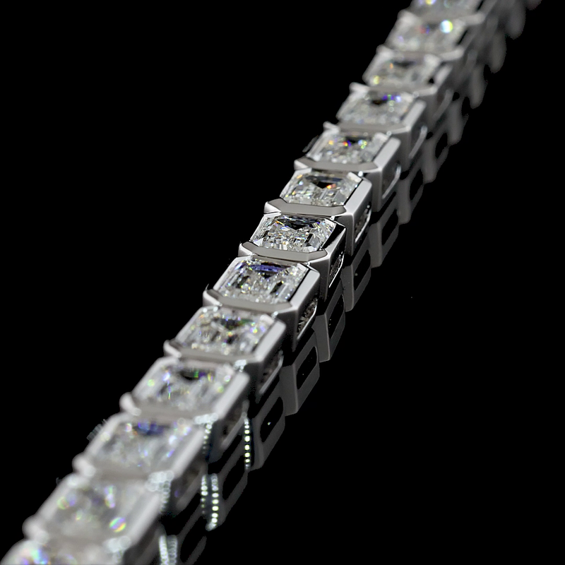 22ctw Bezel East West Emerald Tennis Necklace