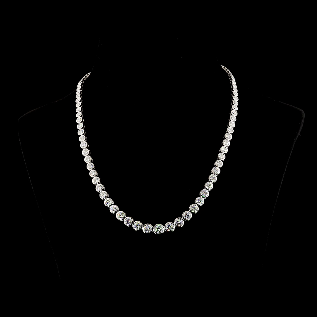 24ctw Bezel Round Riviera Tennis Necklace
