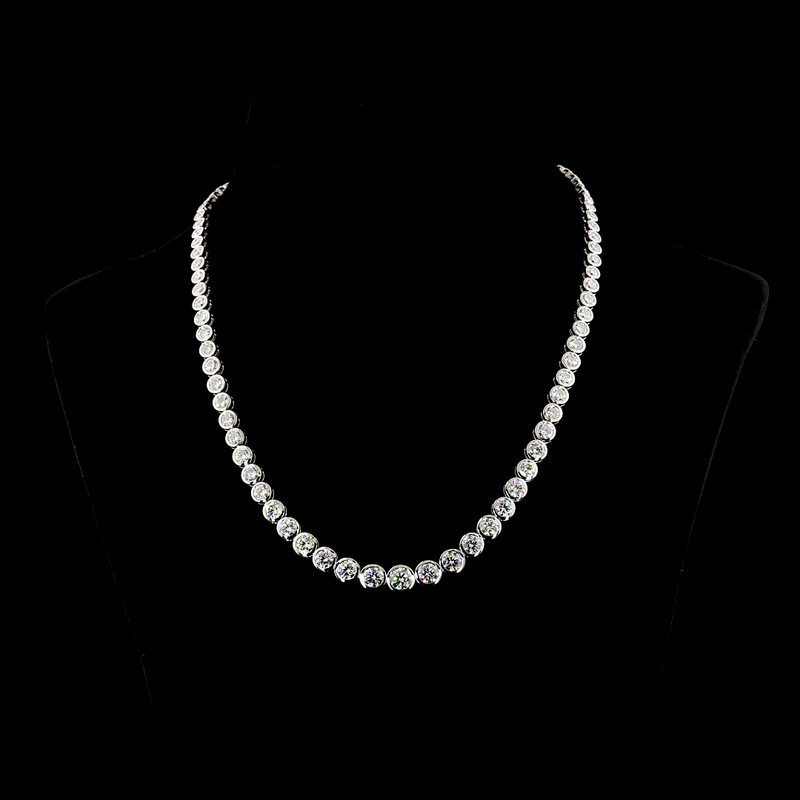 24ctw Bezel Round Riviera Tennis Necklace