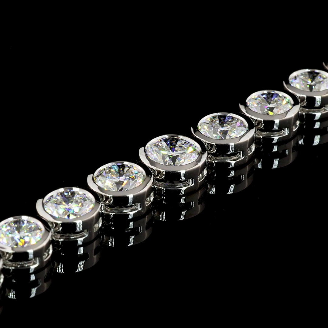 24ctw Bezel Round Riviera Tennis Necklace