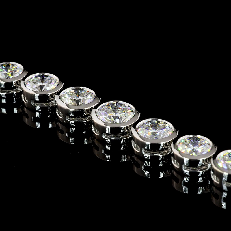 24ctw Bezel Round Riviera Tennis Necklace