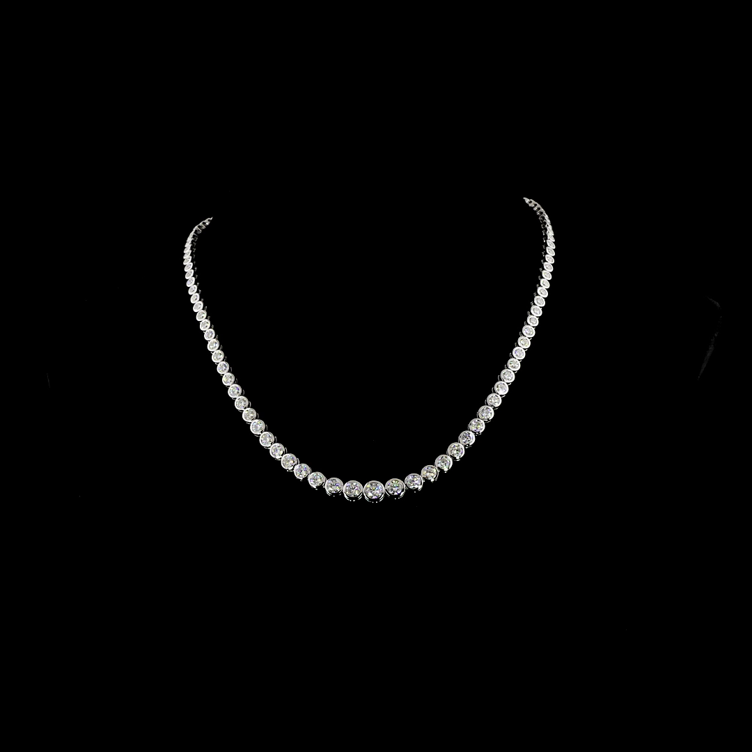 12ctw Bezel Round Riviera Tennis Necklace