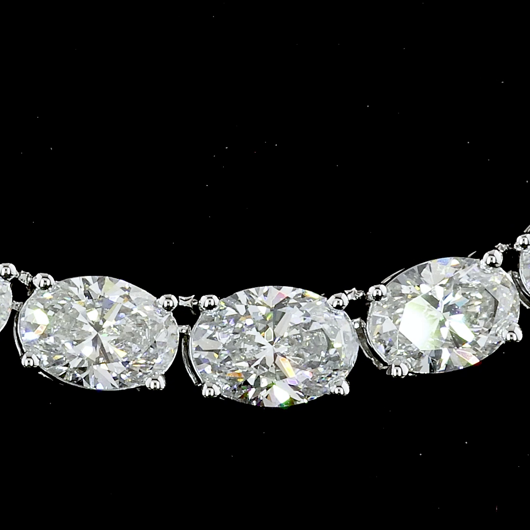 12ctw Prong East West Oval Riviera Tennis Necklace