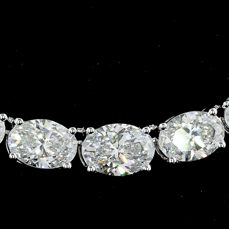 12ctw Prong East West Oval Riviera Tennis Necklace