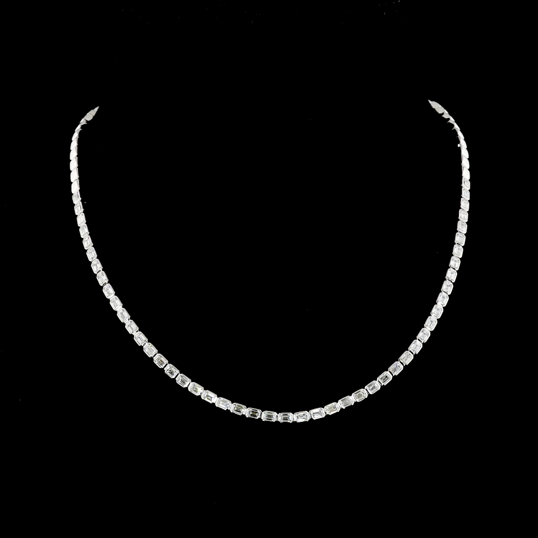 5ctw Bezel East West Emerald Tennis Necklace
