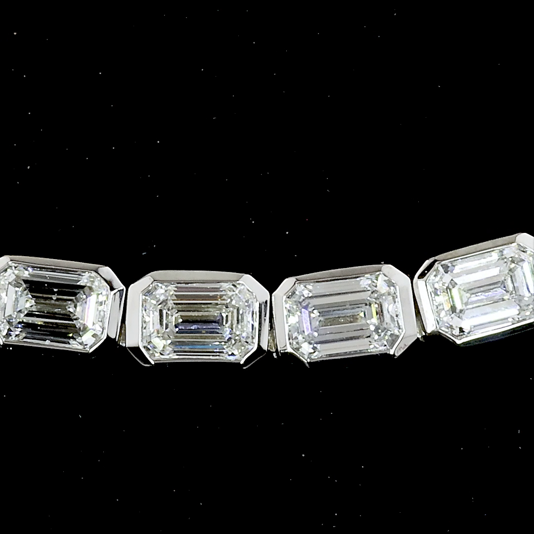 5ctw Bezel East West Emerald Tennis Necklace
