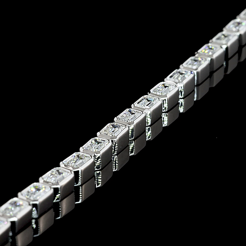 5ctw Bezel East West Emerald Tennis Necklace