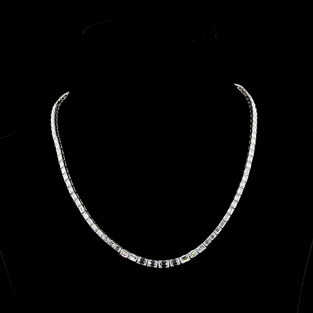 13ctw Prong East West Emerald Riviera Tennis Necklace