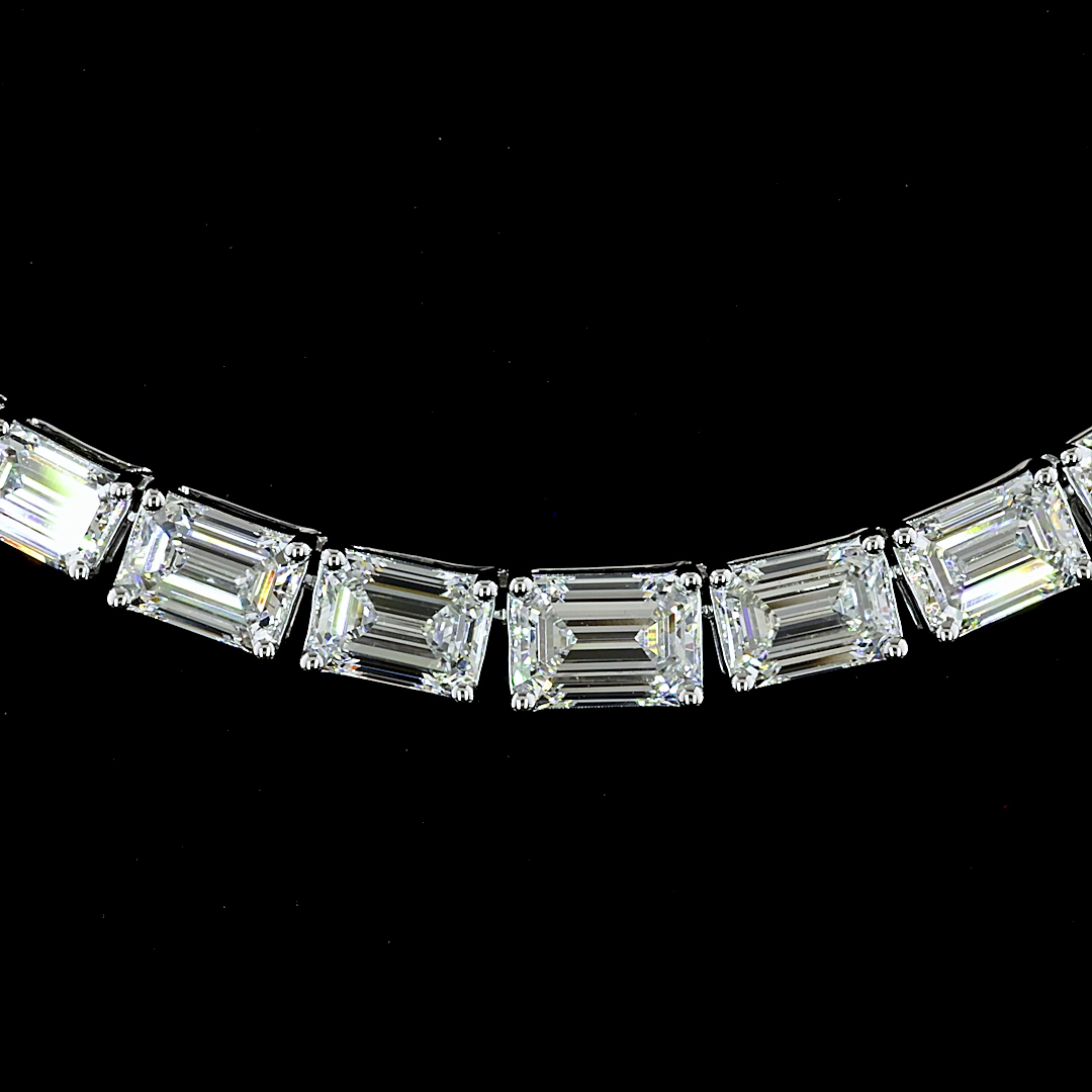 13ctw Prong East West Emerald Riviera Tennis Necklace