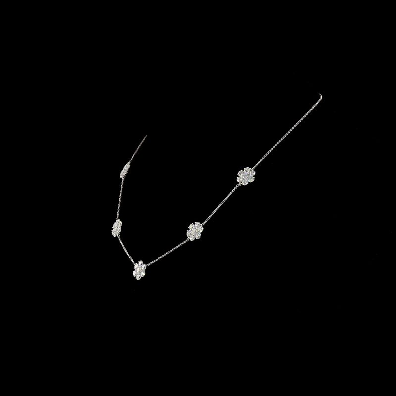 4-1/2ctw Prong Round Station Necklace