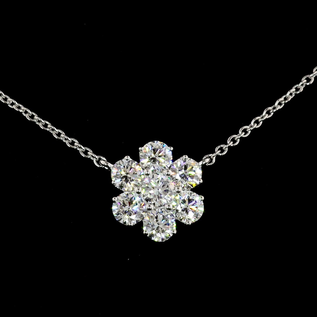 4-1/2ctw Prong Round Station Necklace