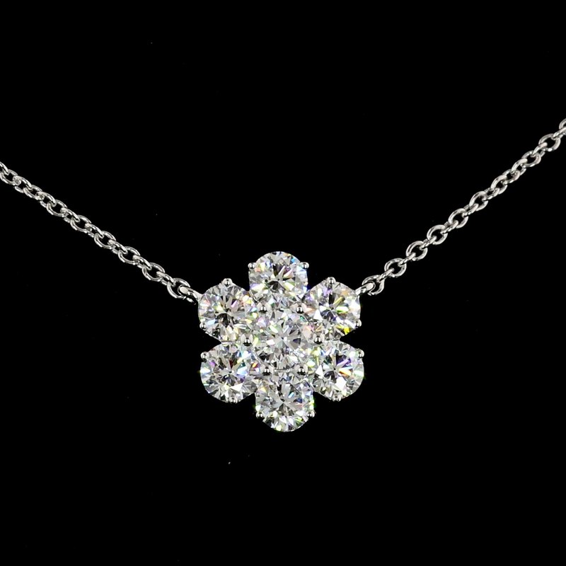 4-1/2ctw Prong Round Station Necklace