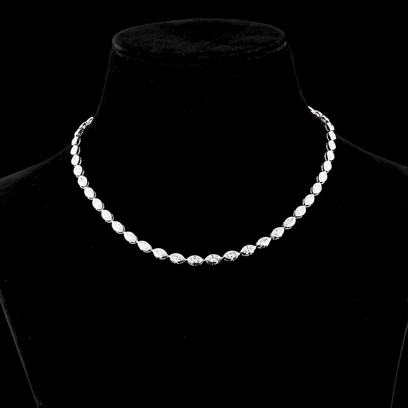 10ctw Bezel East West Marquise Tennis Necklace