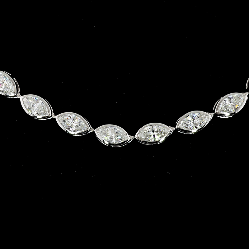 10ctw Bezel East West Marquise Tennis Necklace