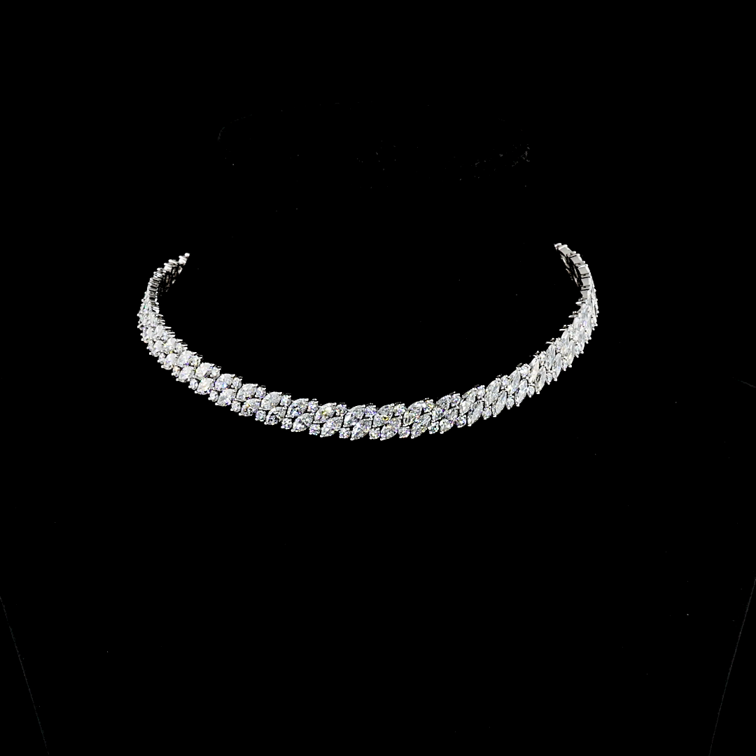 37ctw Prong Marquise & Round Tennis Necklace