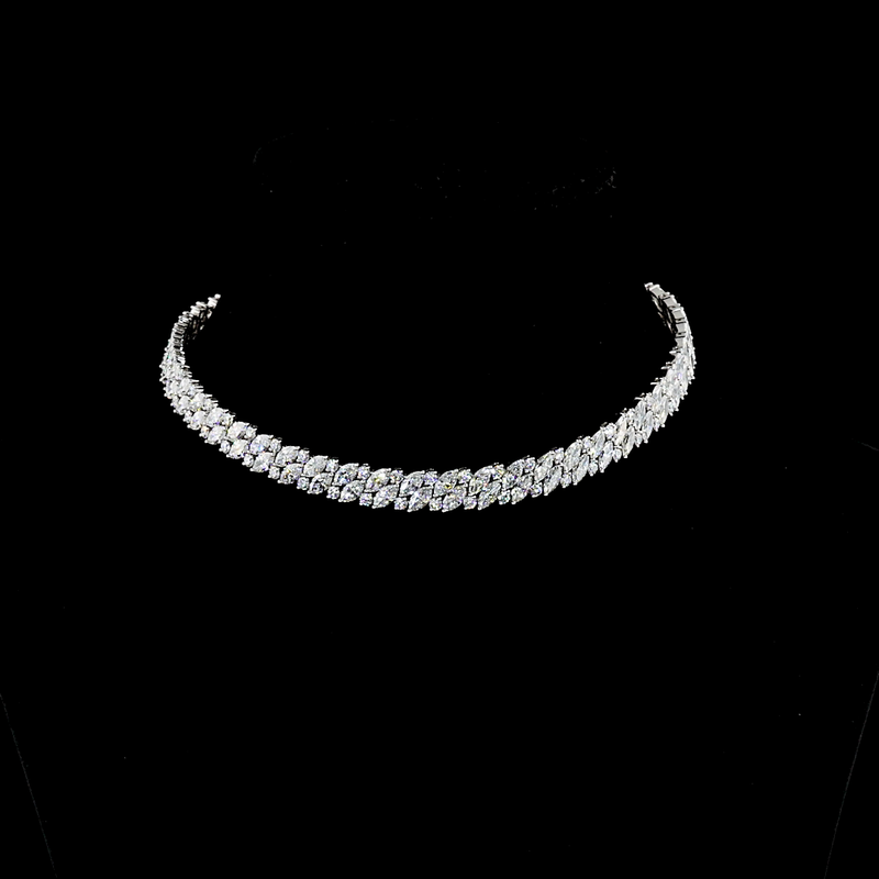 37ctw Prong Marquise & Round Tennis Necklace