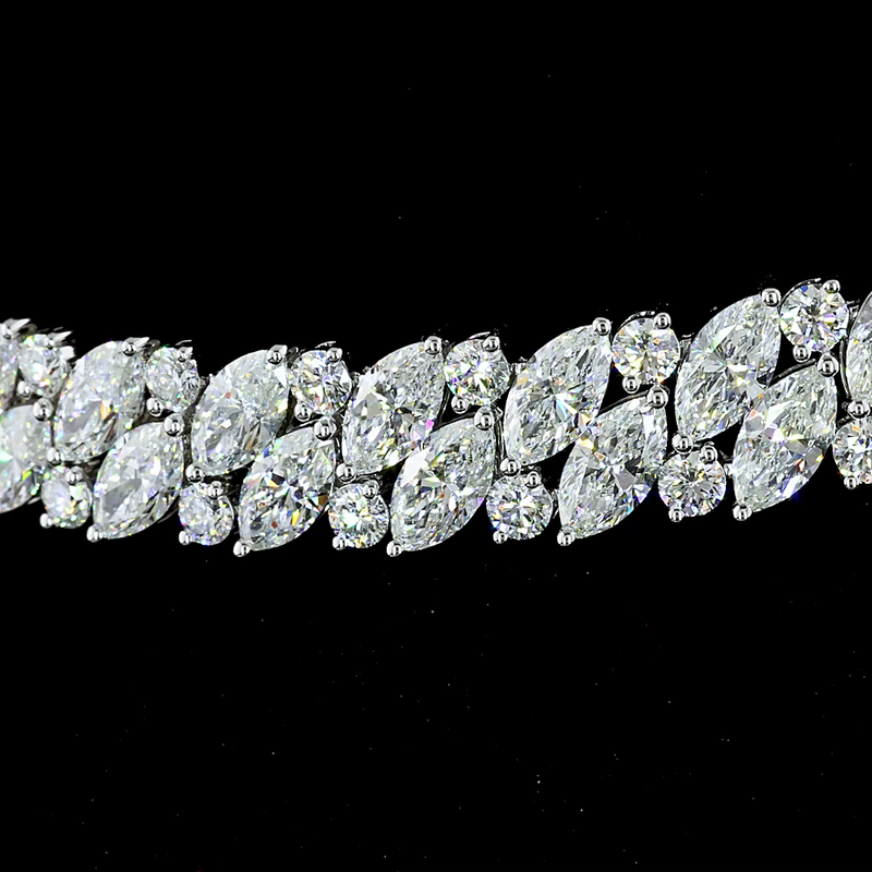37ctw Prong Marquise & Round Tennis Necklace