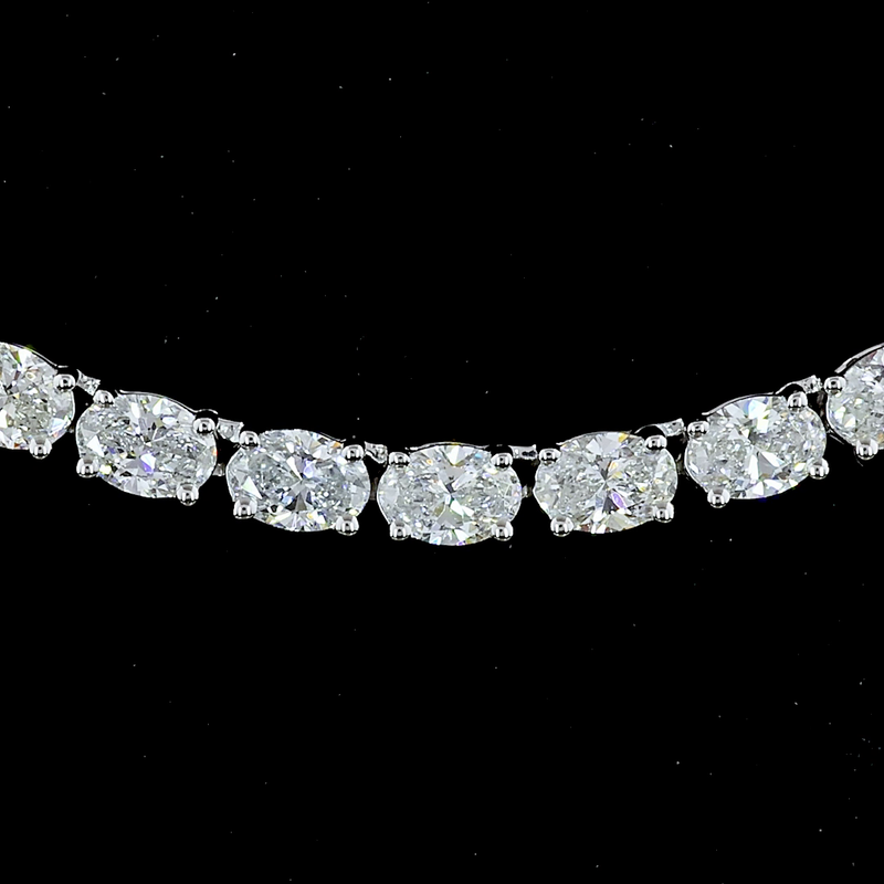 10ctw Prong East West Oval Tennis Necklace