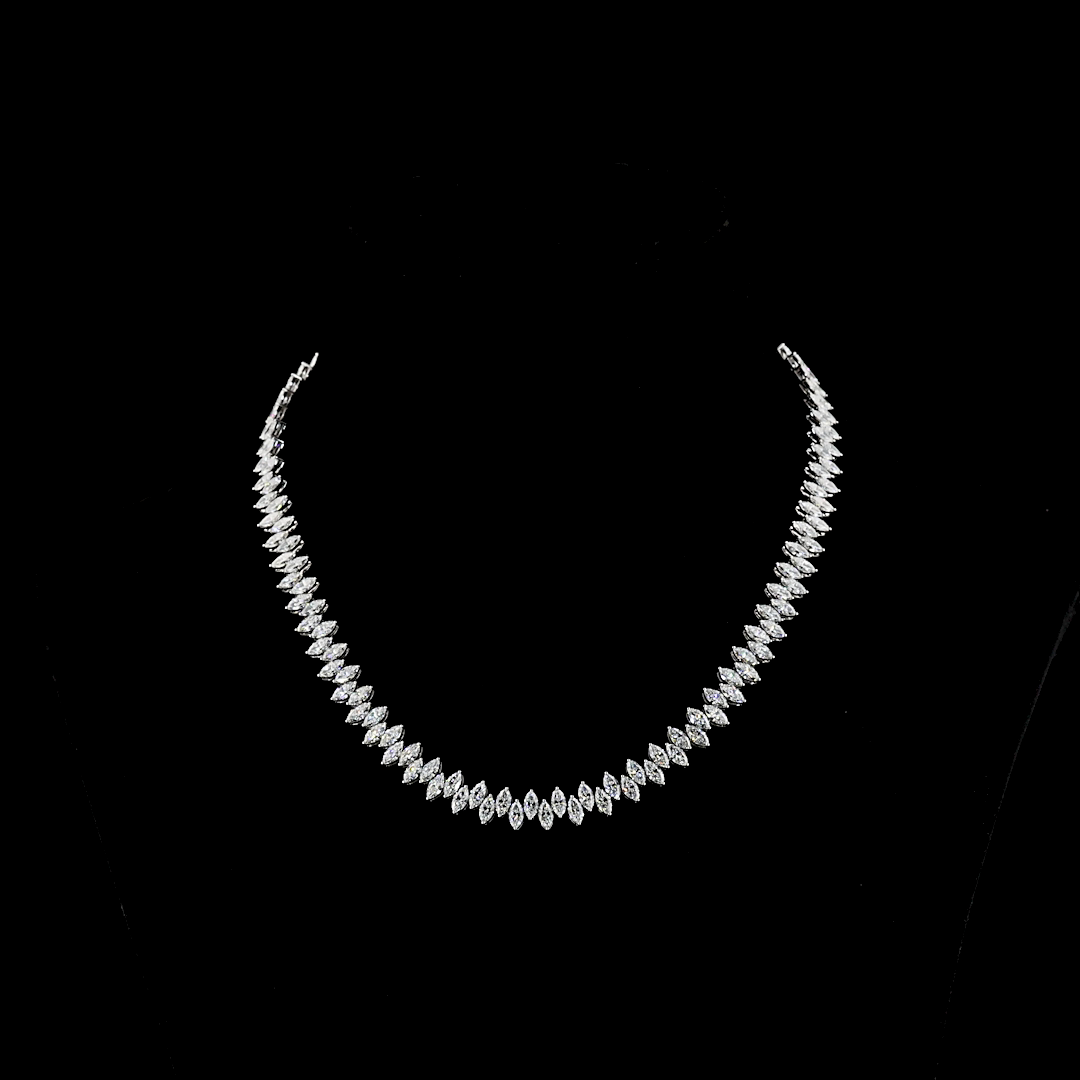24ctw Prong Marquise Tennis Necklace