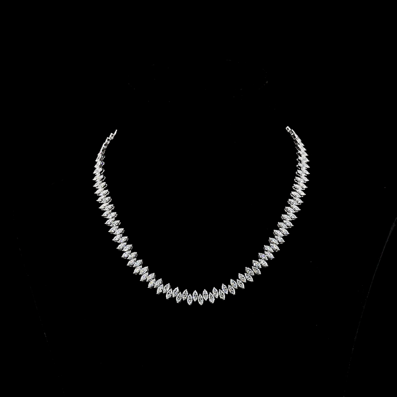 24ctw Prong Marquise Tennis Necklace
