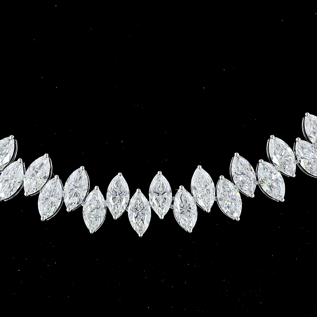 24ctw Prong Marquise Tennis Necklace