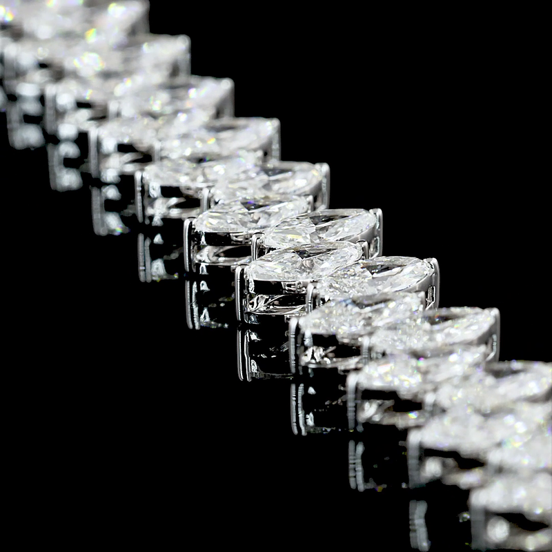 24ctw Prong Marquise Tennis Necklace