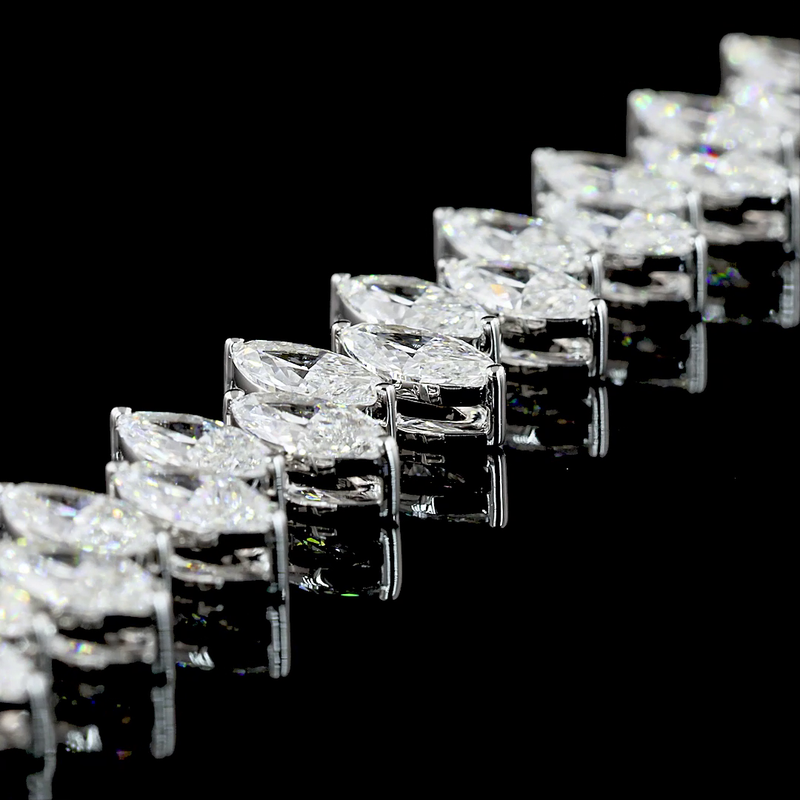 24ctw Prong Marquise Tennis Necklace
