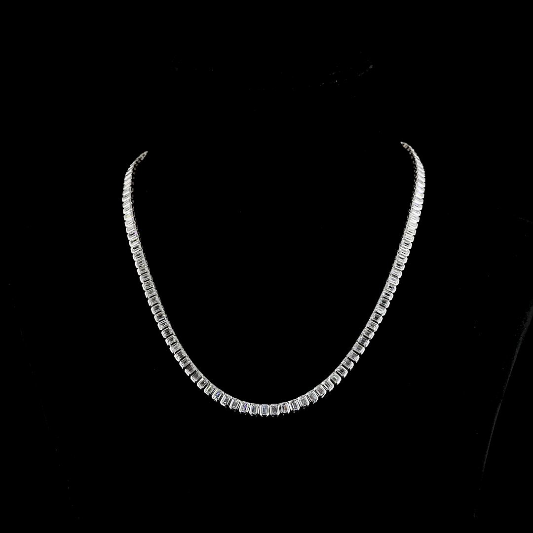 14ctw Bezel Emerald Tennis Necklace