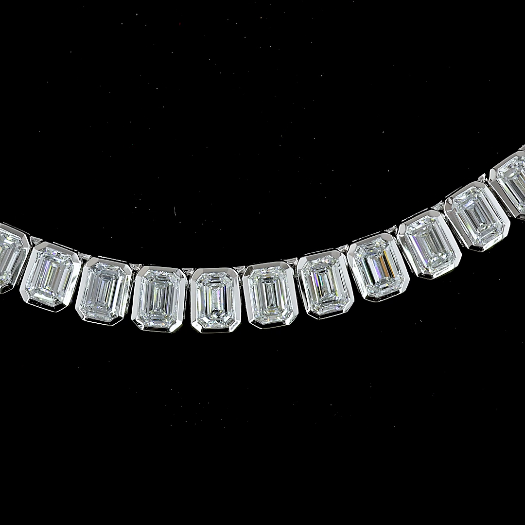 14ctw Bezel Emerald Tennis Necklace