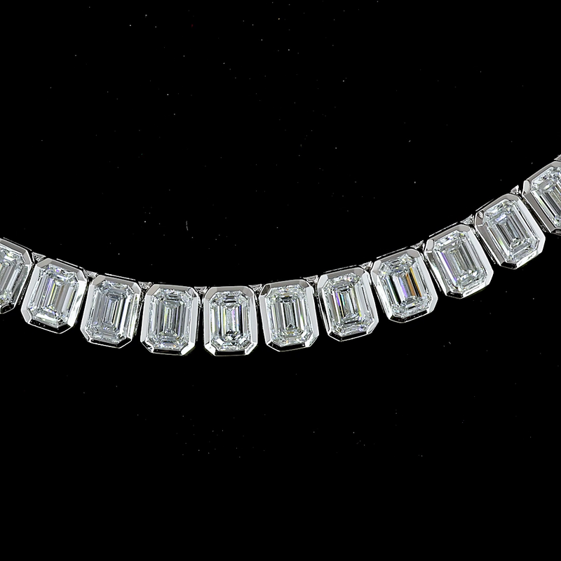 14ctw Bezel Emerald Tennis Necklace
