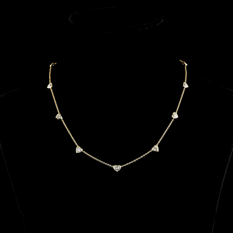 3-1/4ctw Bezel Heart Station Necklace