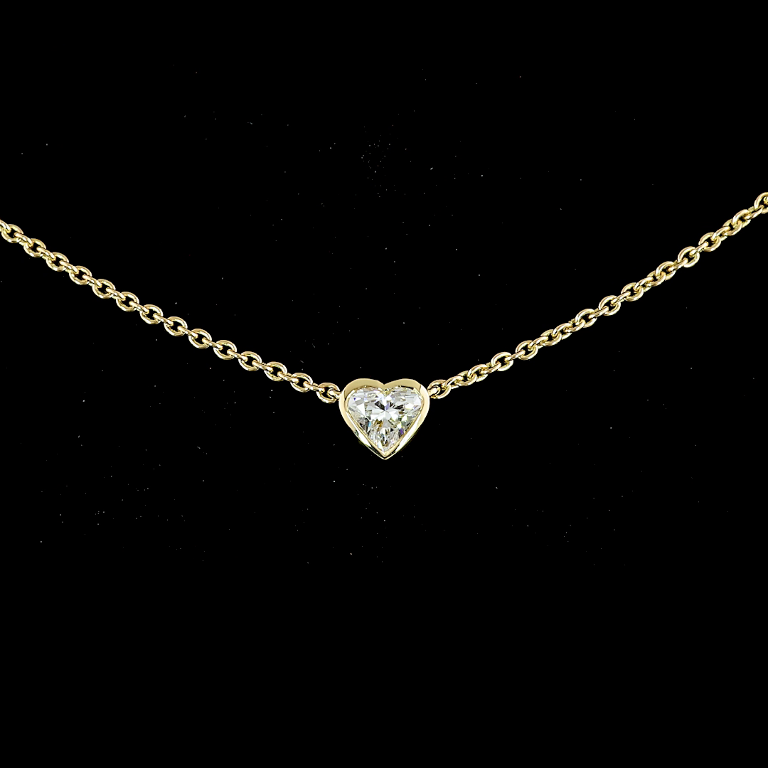 3-1/4ctw Bezel Heart Station Necklace
