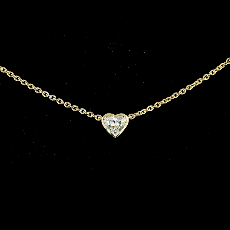 3-1/4ctw Bezel Heart Station Necklace