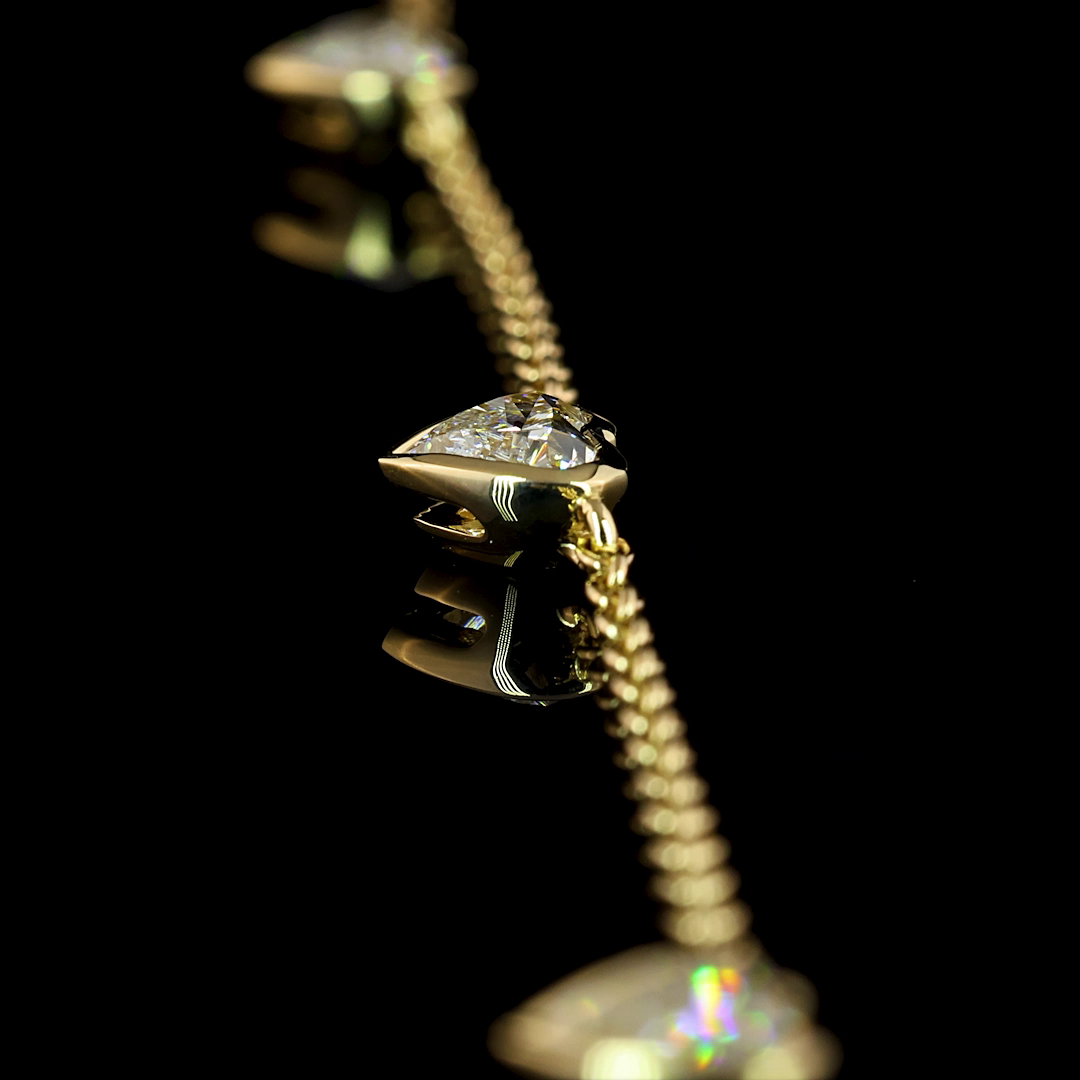 3-1/4ctw Bezel Heart Station Necklace