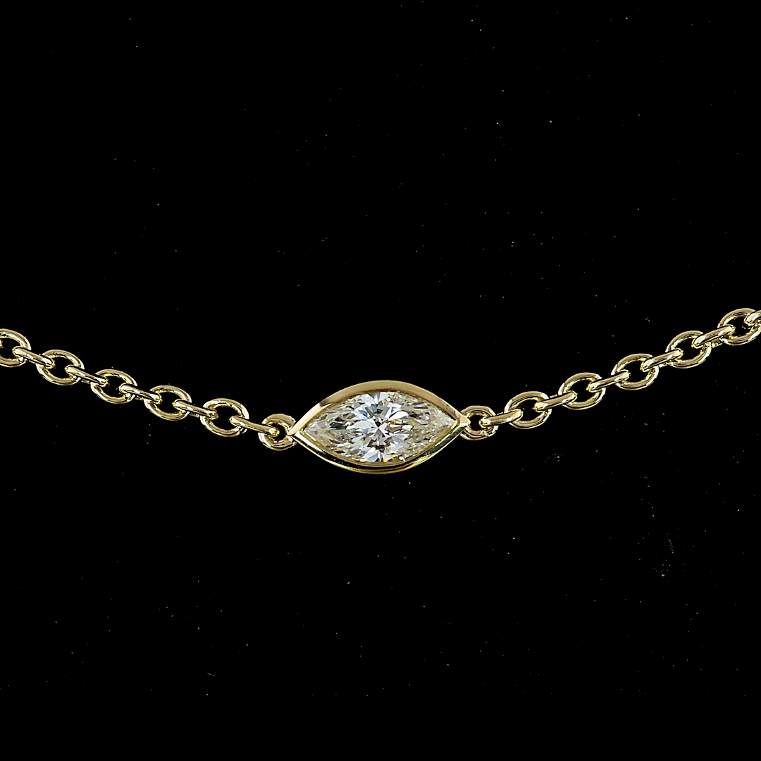5ctw Bezel East West Marquise & Emerald Station Necklace